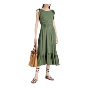 BA&SH VOYCE SLEEVELESS COTTON-JERSEY MIDI DRESS IN KAKI